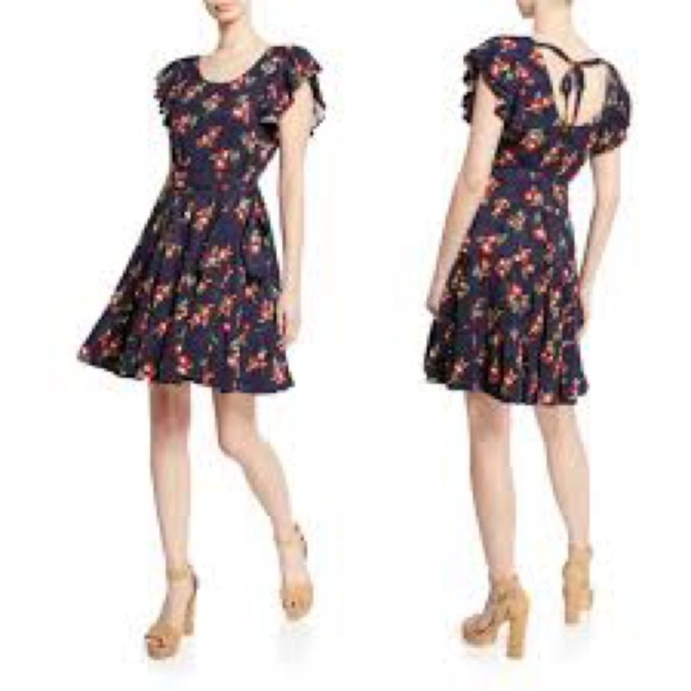 Jill Jill Stuart Floral Jacquard Flutter Sleeve Dress  Womens Size medium